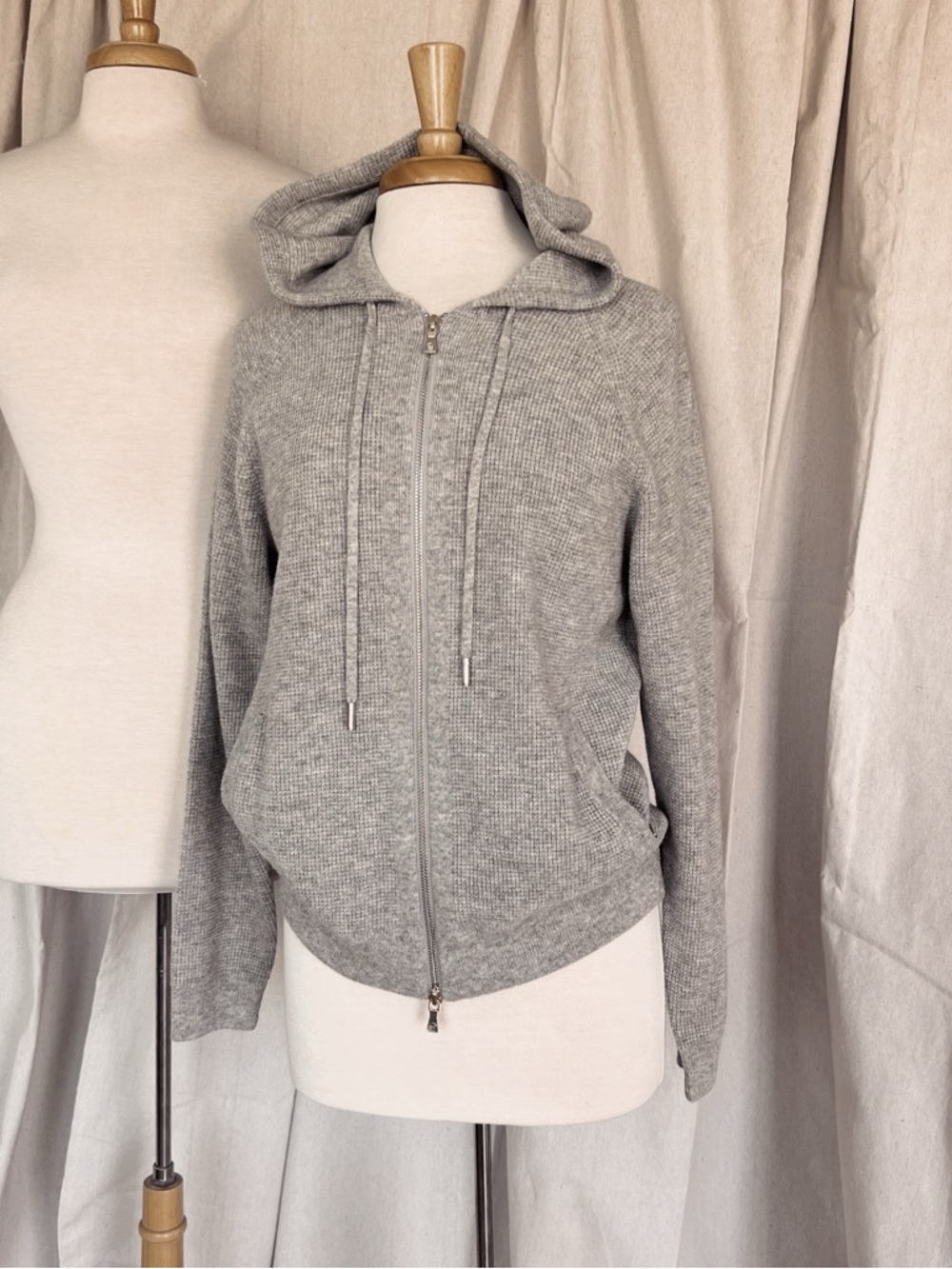 Peter Millar Gray Hooded Zip Knit Sweatshirt